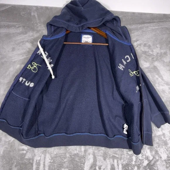 AMERICAN EAGLE Women's Full Zip Hoodie XL w/ 3/4 Length Sleeves Retro Preppy - Picture 7 of 8